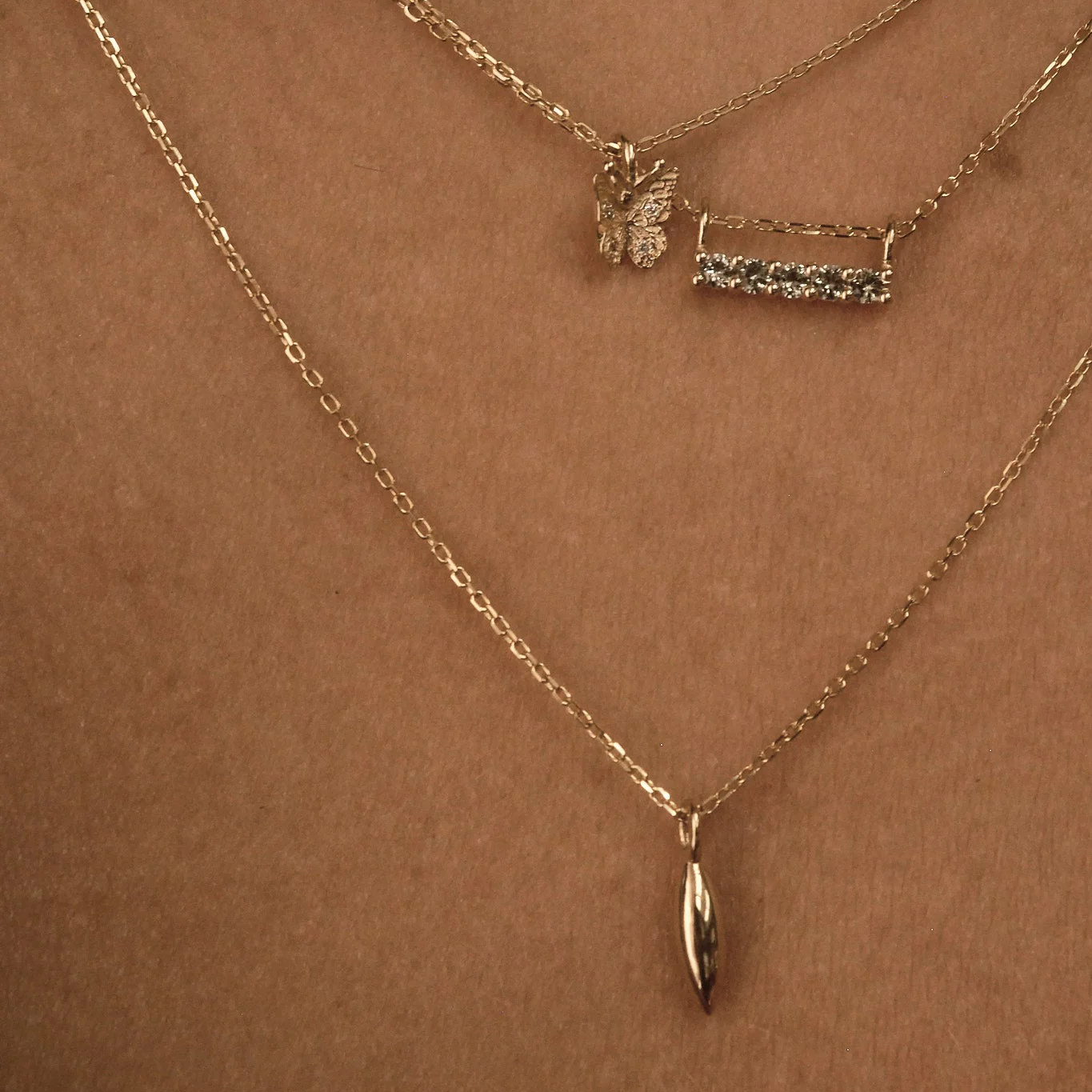 Gold Marquise Necklace view 2